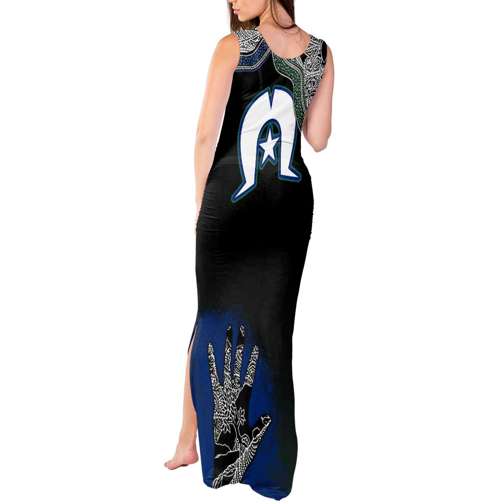 Black And White Aboriginal - Torres Strait Islanders Flag Tank Maxi Dress TS04