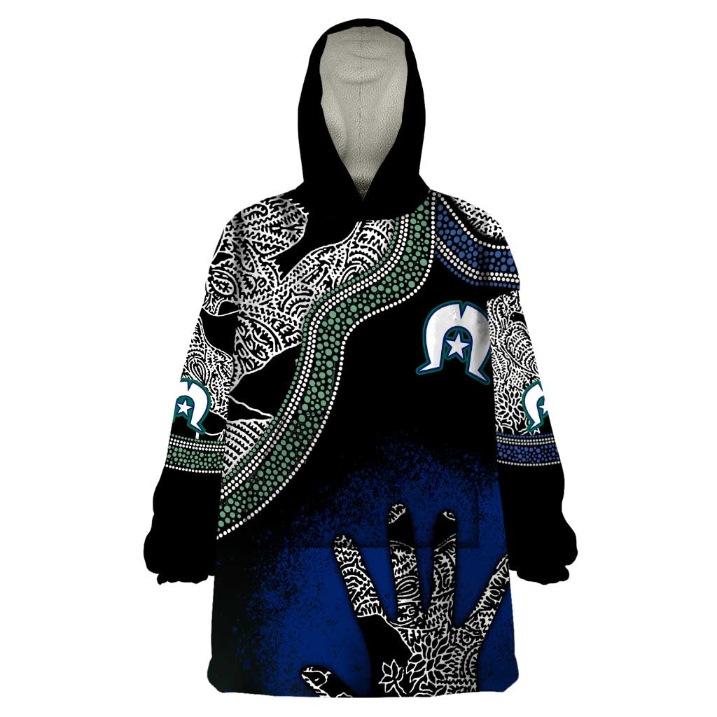 Black And White Aboriginal - Torres Strait Islanders Flag Wearable Blanket Hoodie TS04