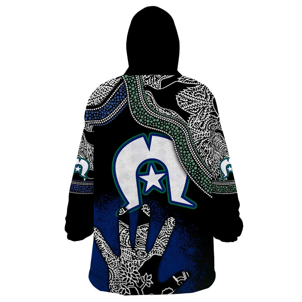 Black And White Aboriginal - Torres Strait Islanders Flag Wearable Blanket Hoodie TS04