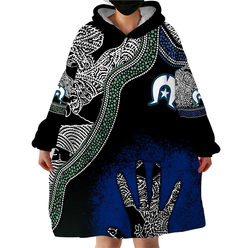 Black And White Aboriginal - Torres Strait Islanders Flag Wearable Blanket Hoodie TS04