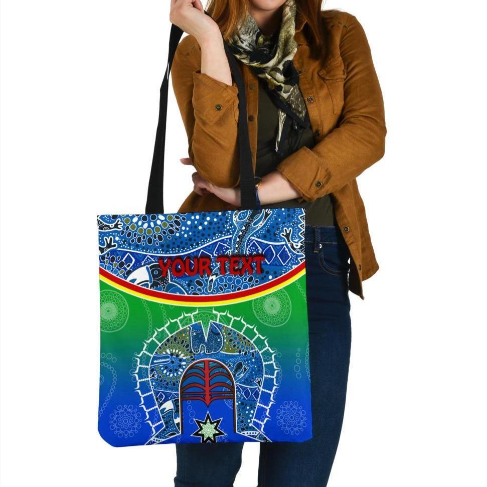 personalised-tote-bags-torres-strait-symbol-with-aboriginal-patterns