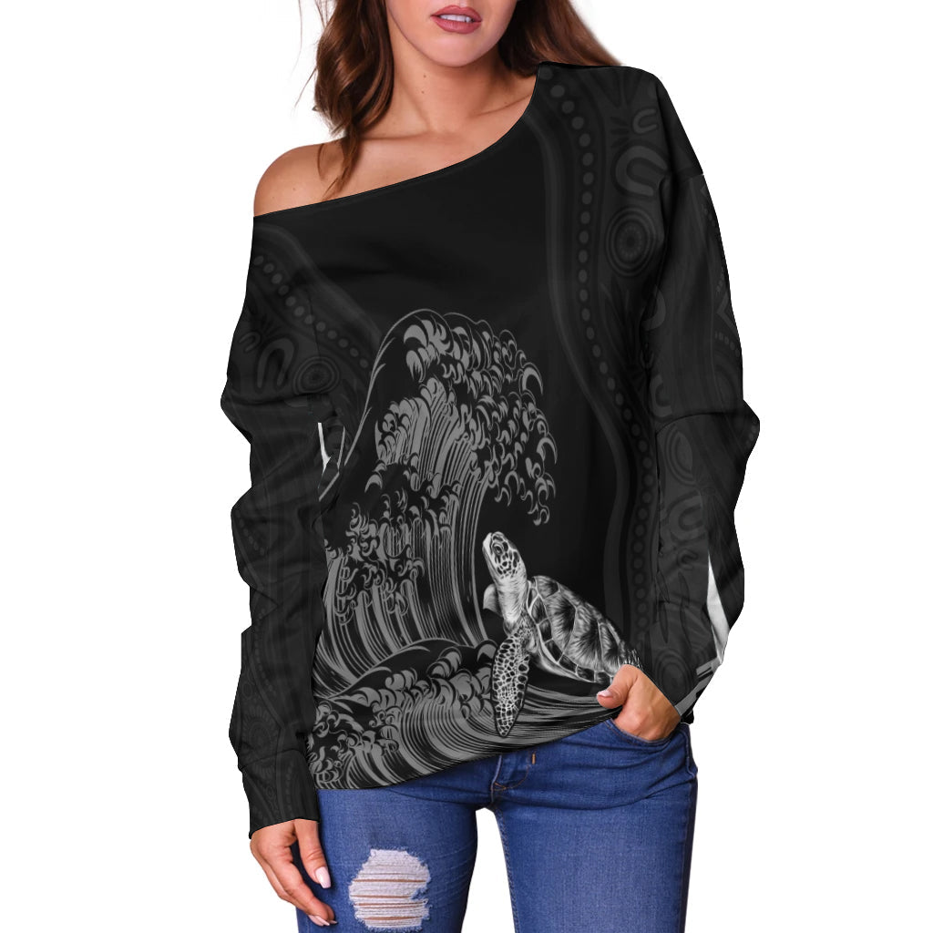 custom-personalised-torres-strait-islands-off-shoulder-sweater-the-dhari-mix-aboriginal-turtle-version-black-lt13