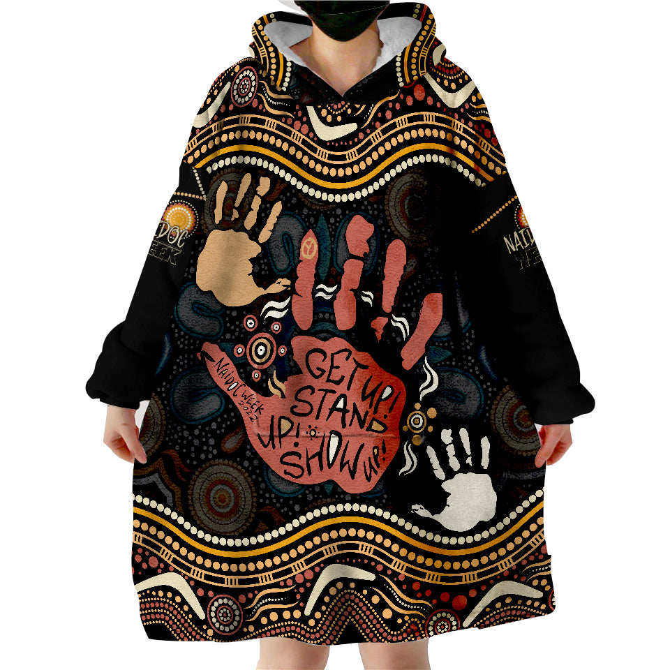 personalised-naidoc-week-2022-aboriginal-art-hand-stencils-wearable-blanket-hoodie