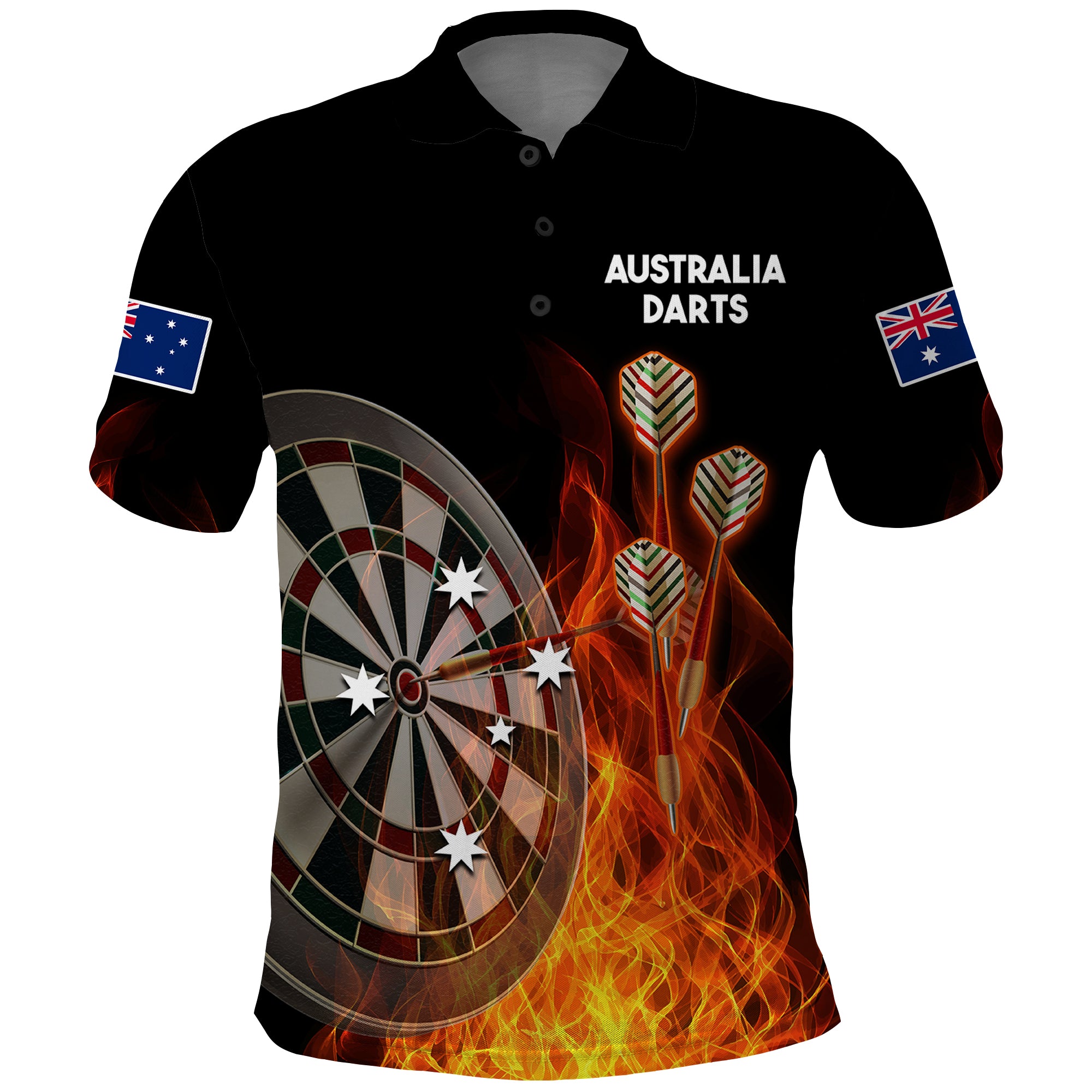 custom-personalised-australia-darts-fire-burning-black-style-polo-shirt