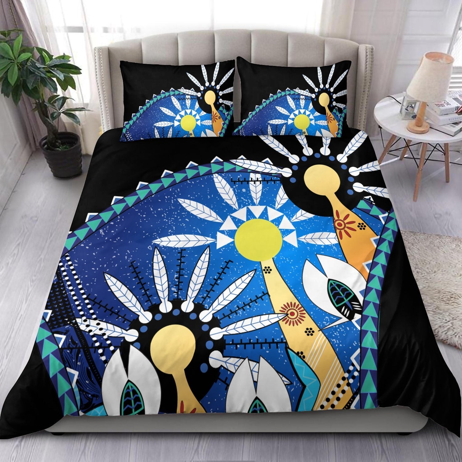 vibe-hoodie-australia-torres-strait-bedding-set-dhari-mask-in-plam-tree-rlt20