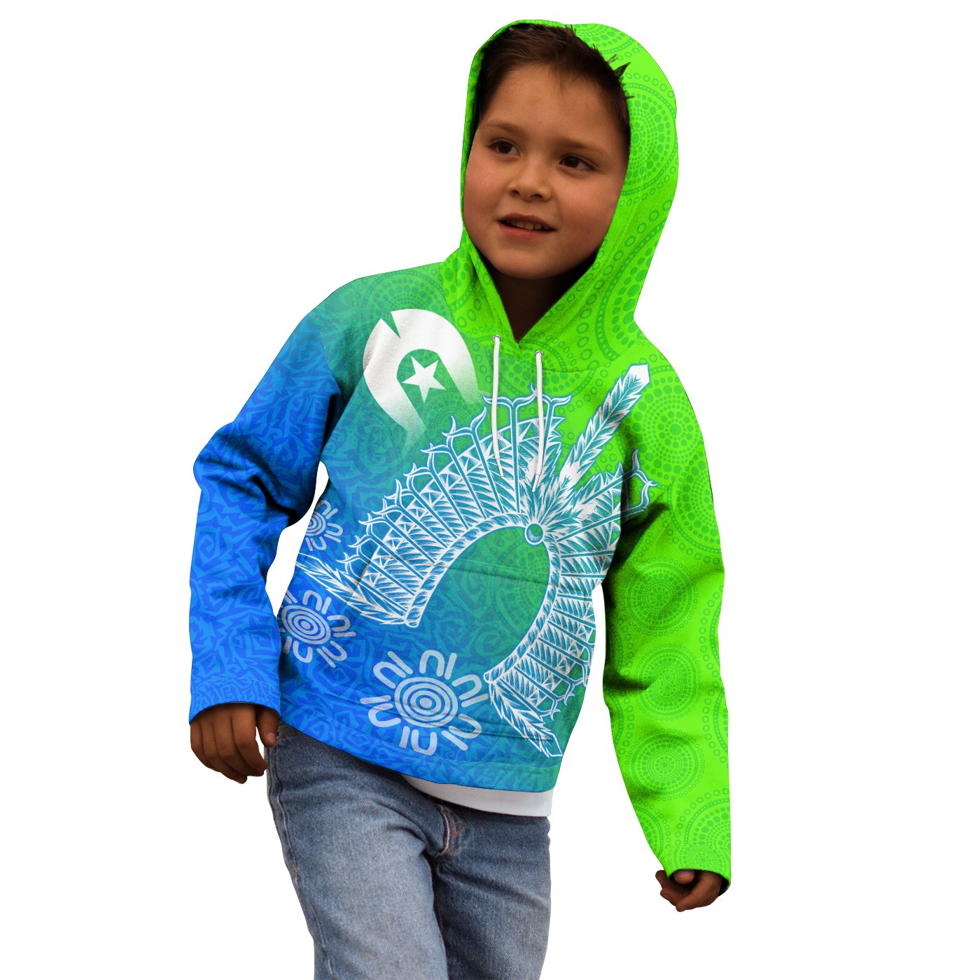 torres-strait-islander-kid-hoodie-dhari-mask-ocean-style