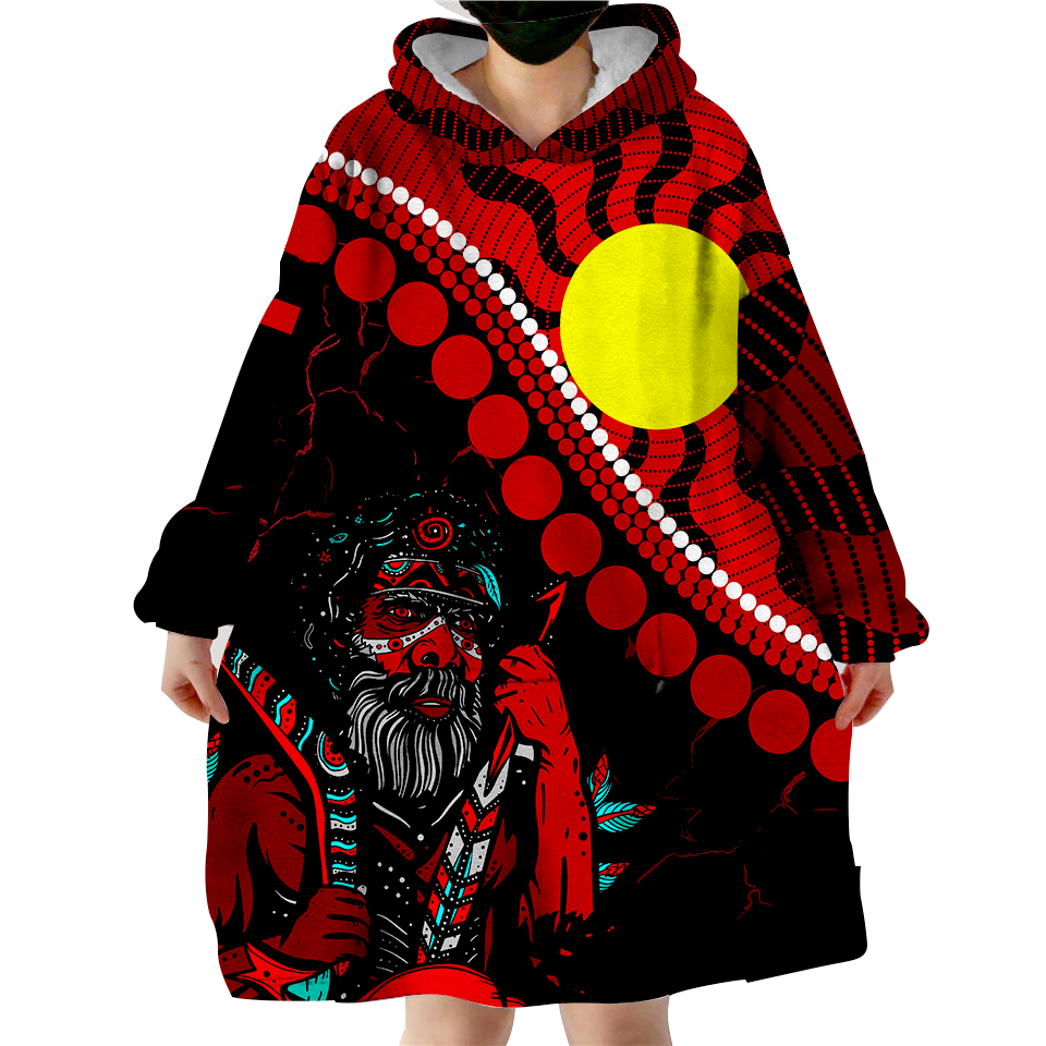 Aboriginal - Indigenous People And Sun Wearable Blanket Hoodie - LT12