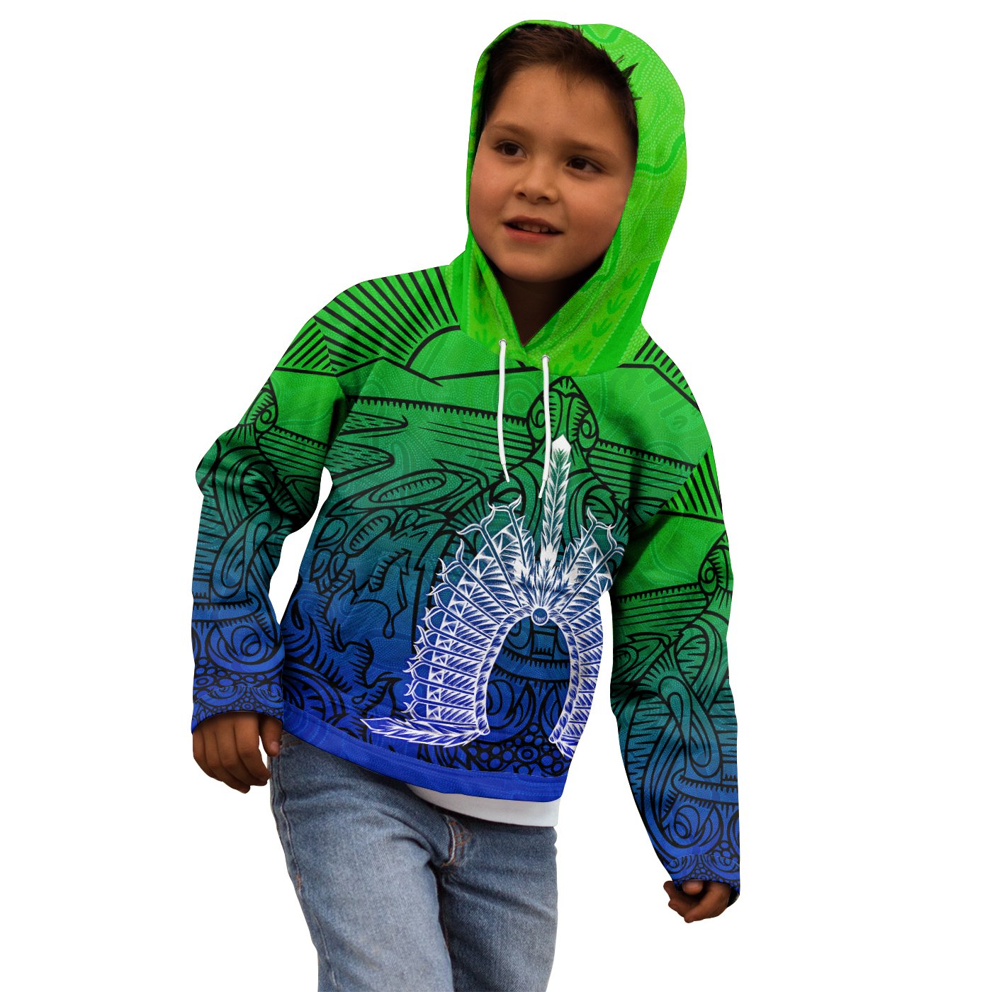 torres-strait-islanders-kid-hoodie-turtle-and-dhari-mask