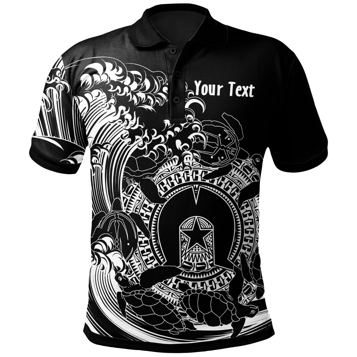 custom-aboriginal-polo-shirt-torres-strait-islands-in-wave-black