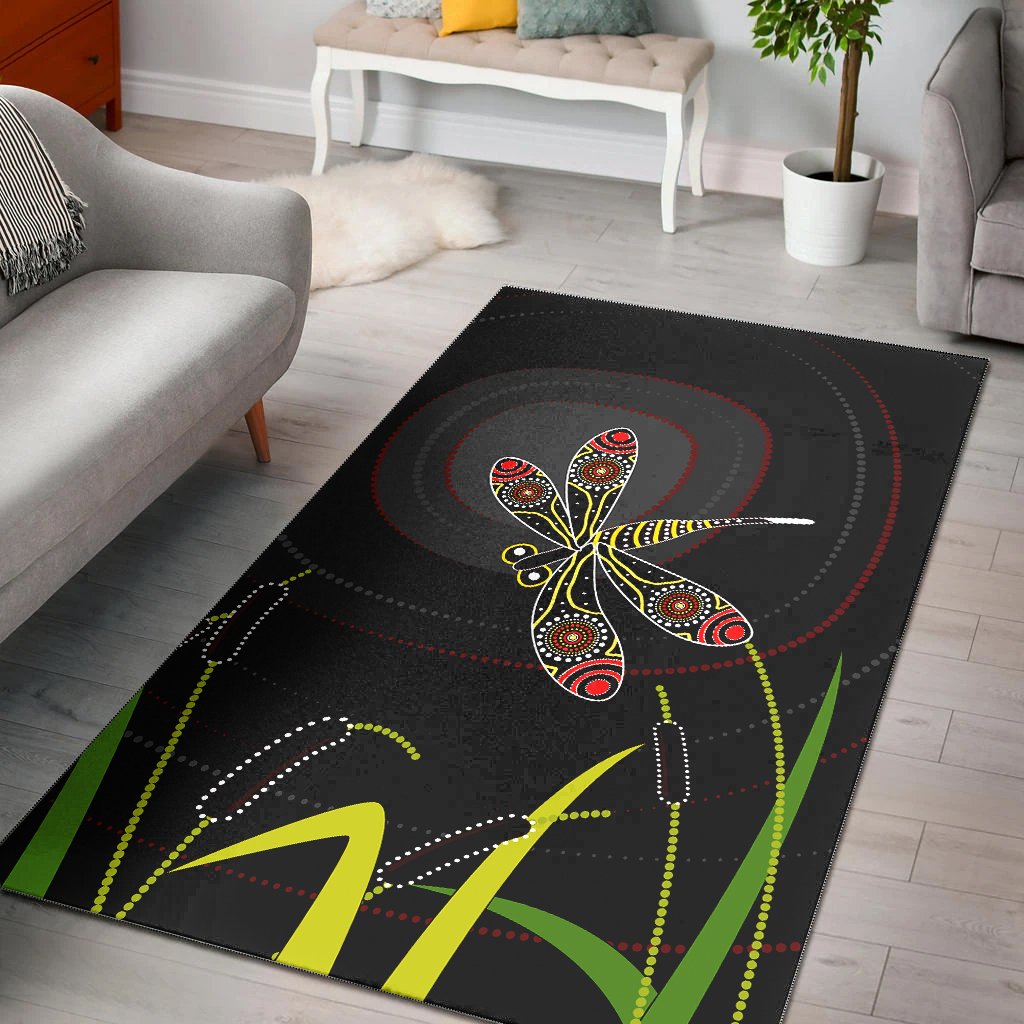 aboriginal-area-rug-dragonfly-black-aboriginal-style