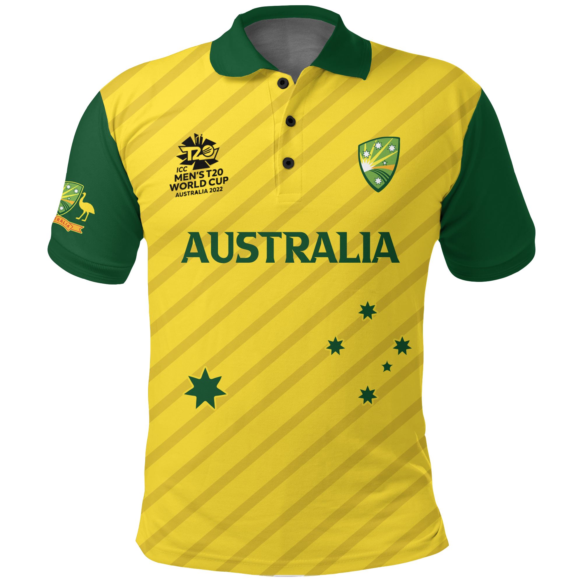 (Custom Personalised) Australia Cricket Men's T20 World Cup Polo Shirt - National Color 