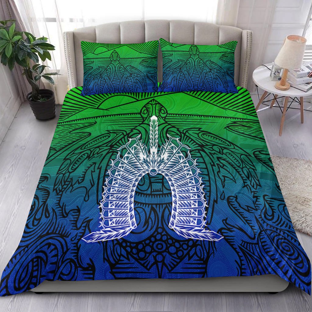 torres-strait-islanders-bedding-set-turtle-and-dhari-mask