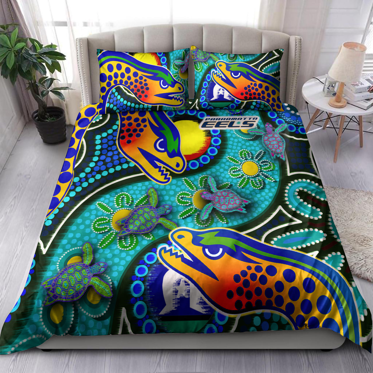 eels-rugby-bedding-set-indigenous-eels-with-aboriginal-and-torres-strait-islander-flag-rlt13