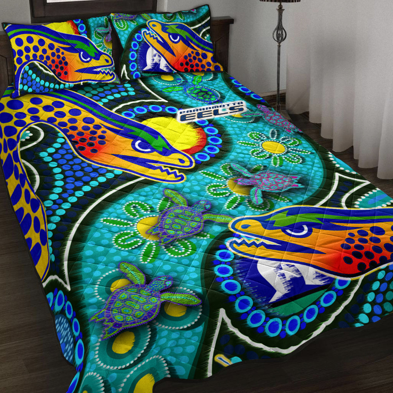 eels-rugby-quilt-bed-set-indigenous-eels-with-aboriginal-and-torres-strait-islander-flag-rlt13