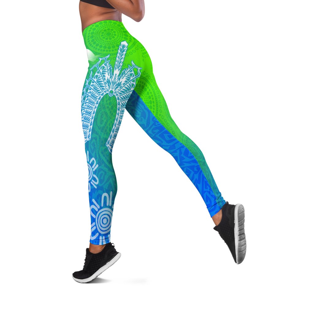 torres-strait-islander-womens-leggings-dhari-mask-ocean-style