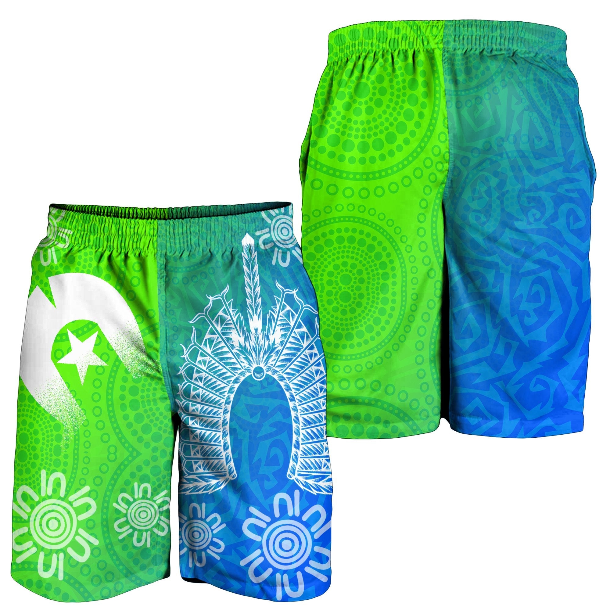 torres-strait-islander-mens-shorts-dhari-mask-ocean-style