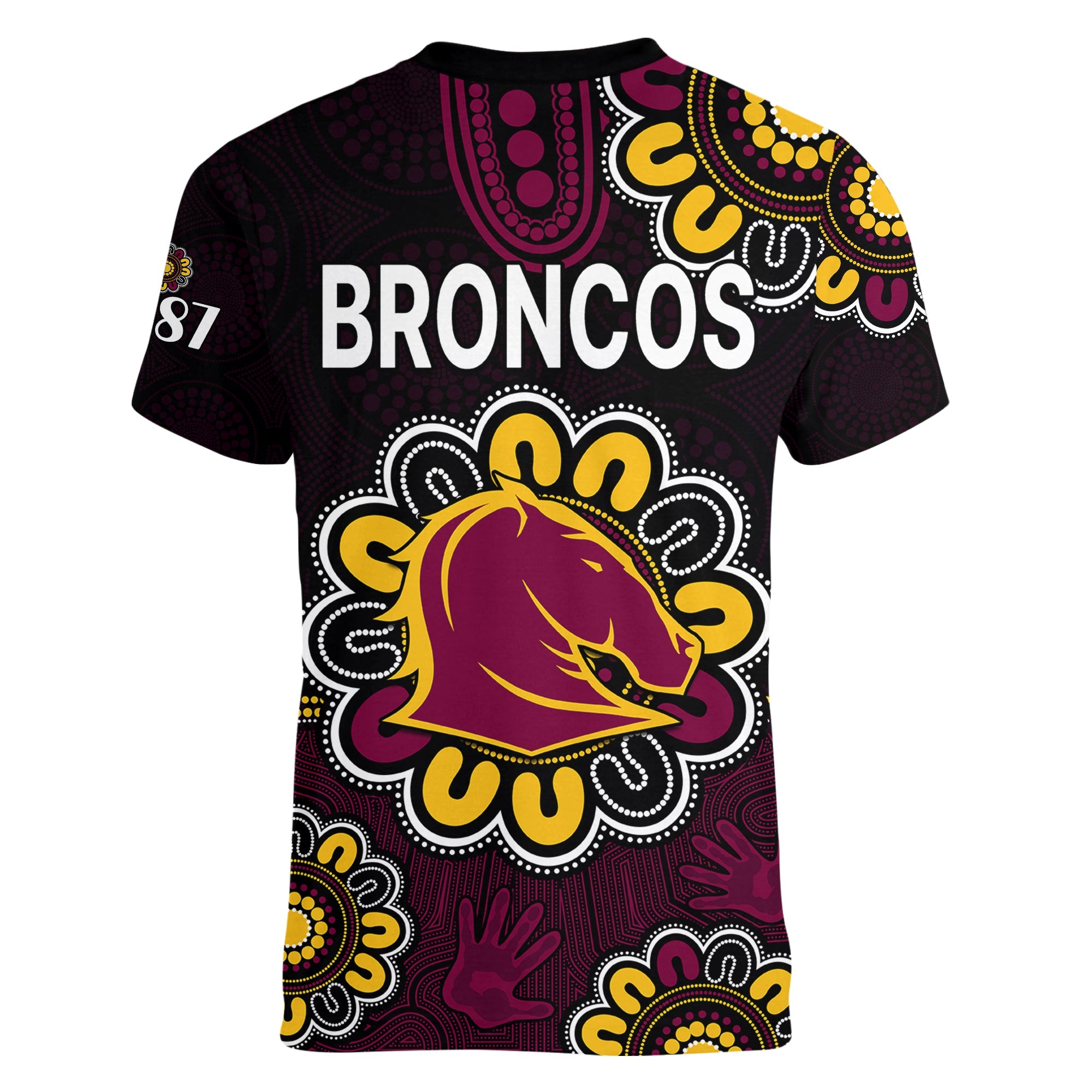 nrl-brisbane-broncos-rugby-1987-aboriginal-women-v-neck-t-shirt