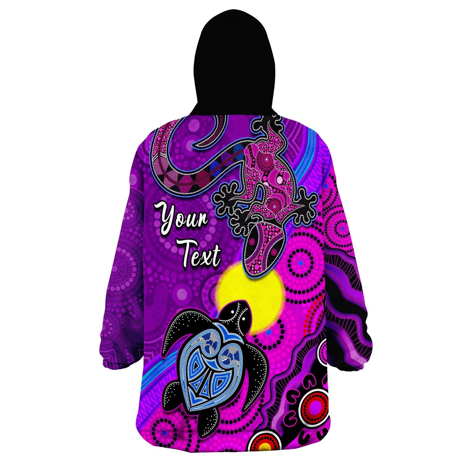 custom-personalised-australia-lizard-and-turtle-aboriginal-art-beautiful-life-wearable-blanket-hoodie