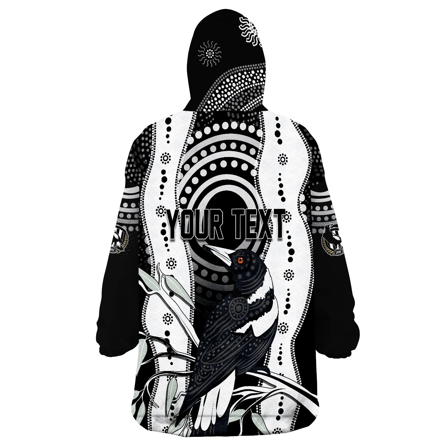 personalised-collingwood-magpies-aboriginal-artsy-vibes-wearable-blanket-hoodie