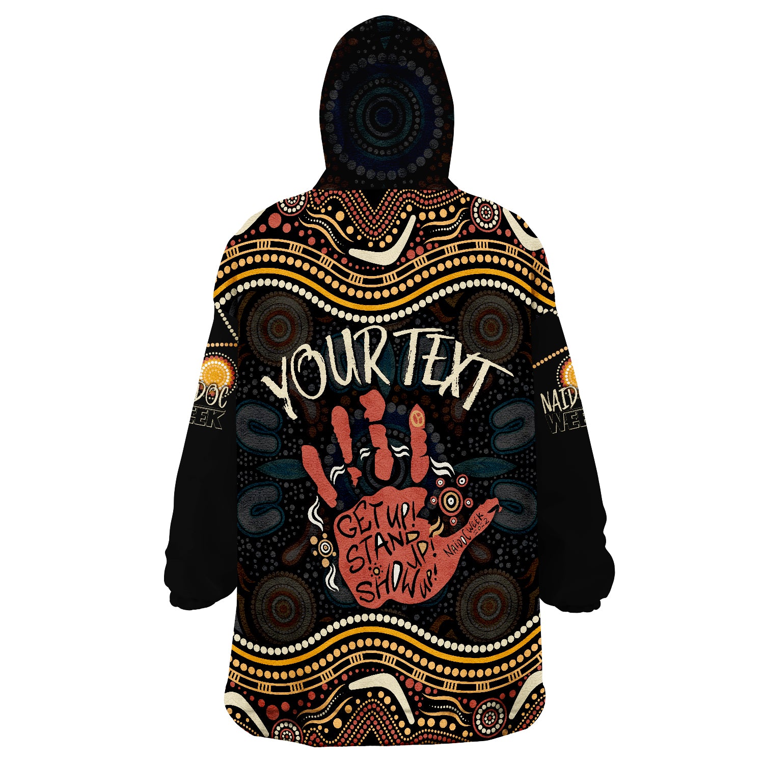 personalised-naidoc-week-2022-aboriginal-art-hand-stencils-wearable-blanket-hoodie