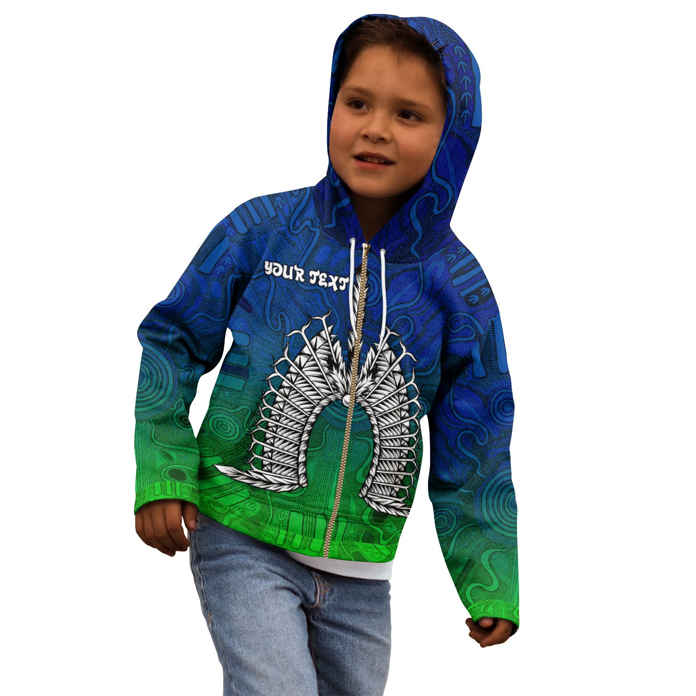 custom-text-torres-strait-islander-kid-zip-up-hoodie-dhari-mask