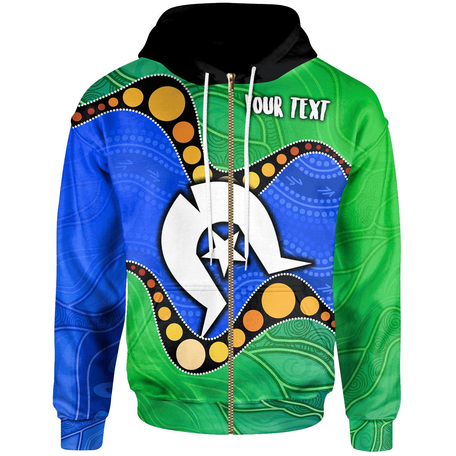 custom-torres-strait-islands-zip-up-hoodie-flag-with-aboriginal-patterns