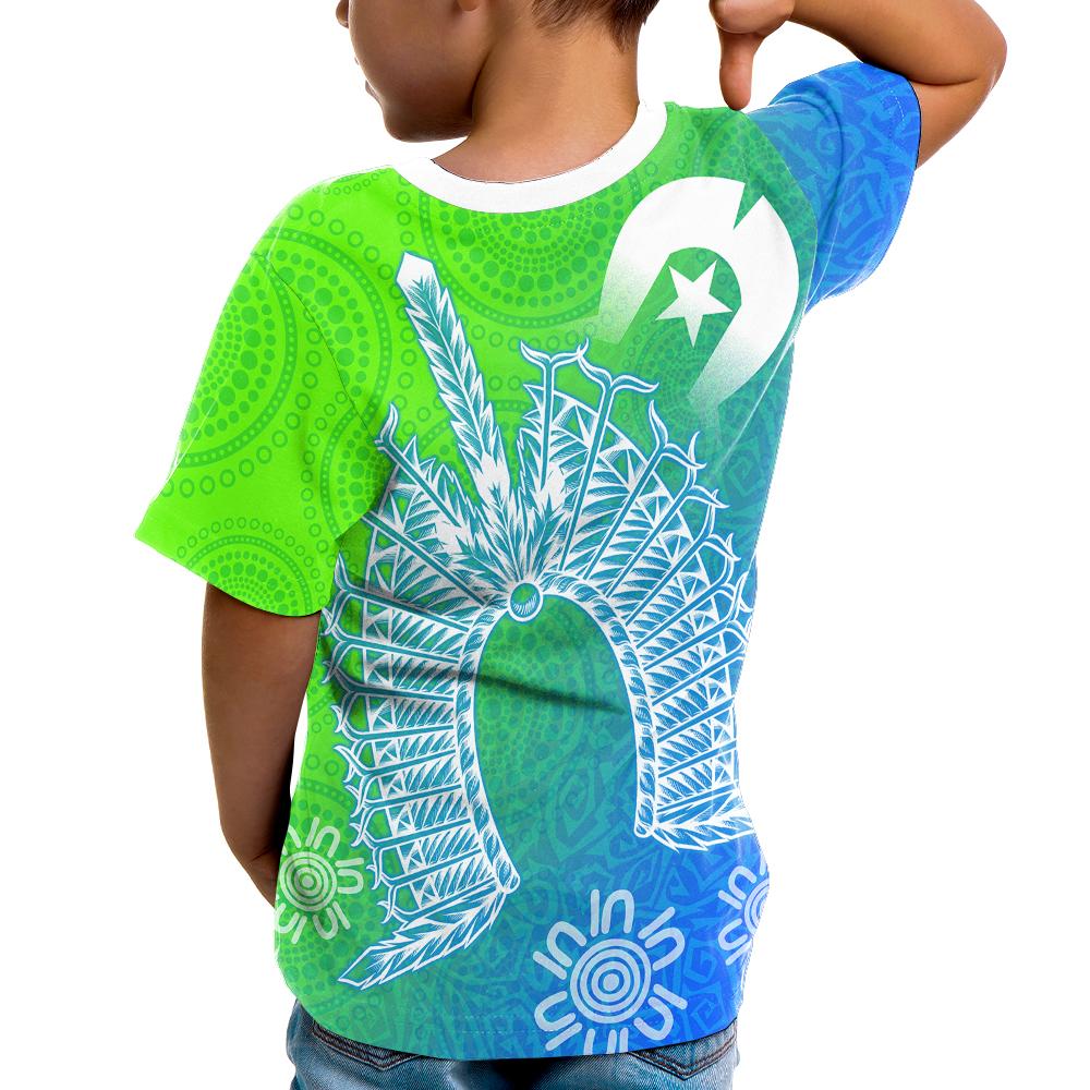 torres-strait-islander-kid-t-shirt-dhari-mask-ocean-style