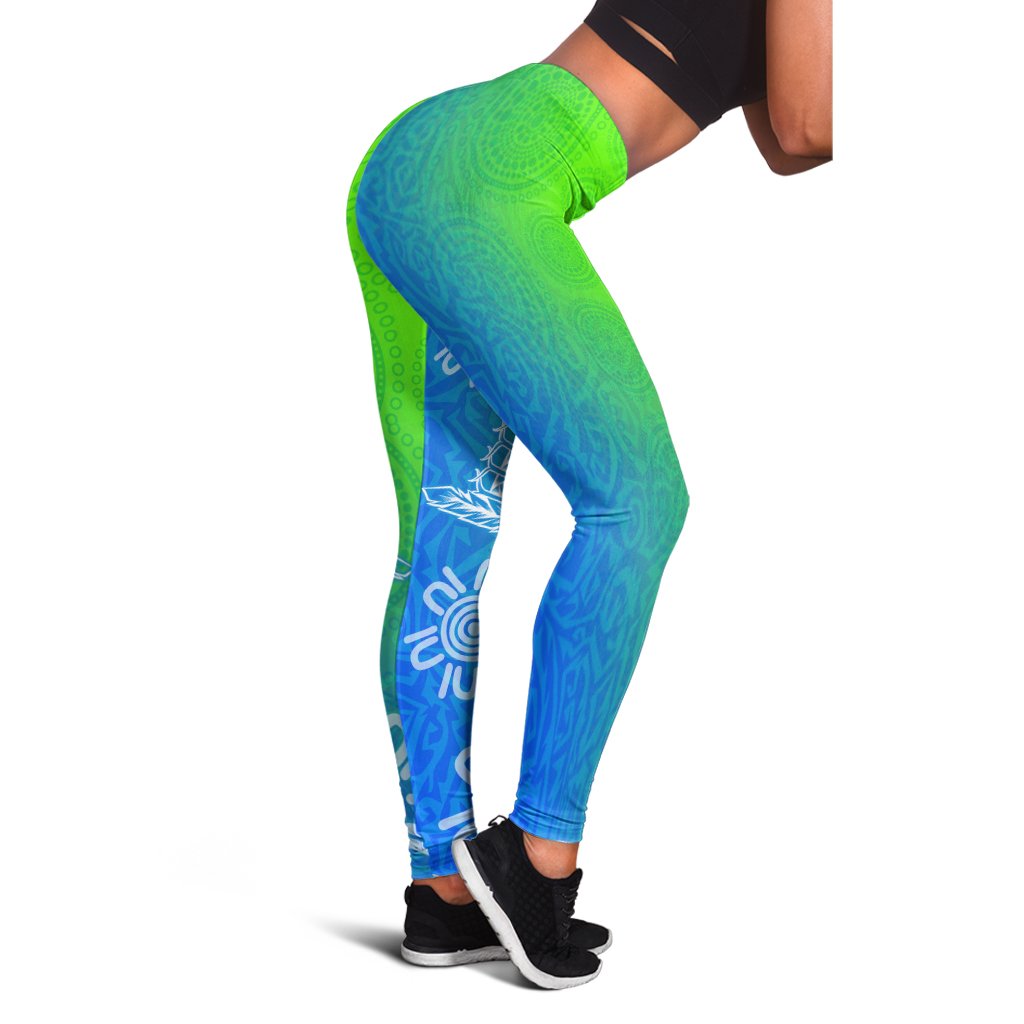 torres-strait-islander-womens-leggings-dhari-mask-ocean-style