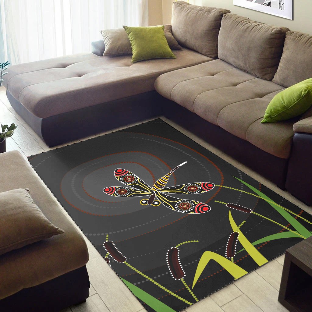 aboriginal-area-rug-dragonfly-black-aboriginal-style