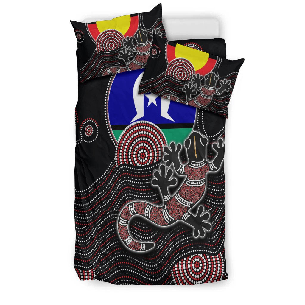 aboriginal-bedding-set-gecko-with-torres-strait-islanders-flag