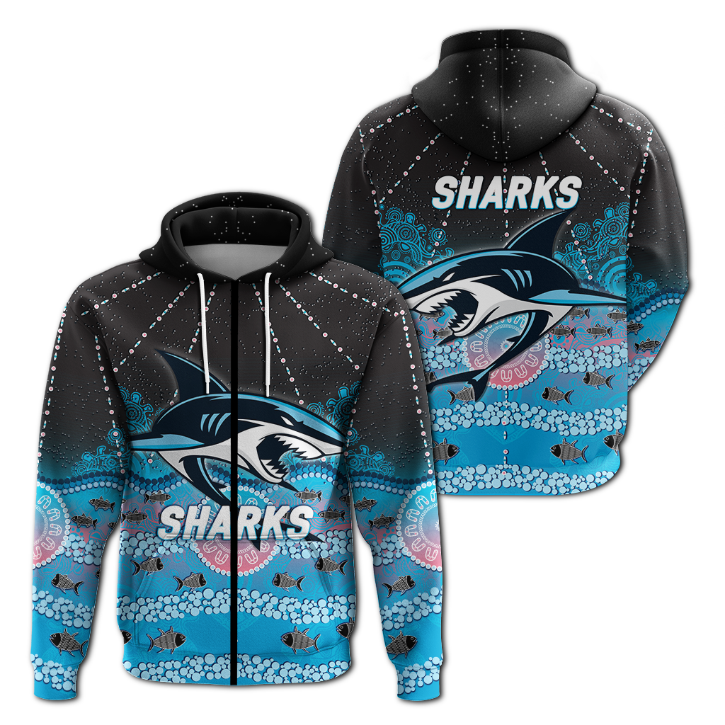 Sharks Rugby 2022 Aboriginal Art Hoodie - LT12