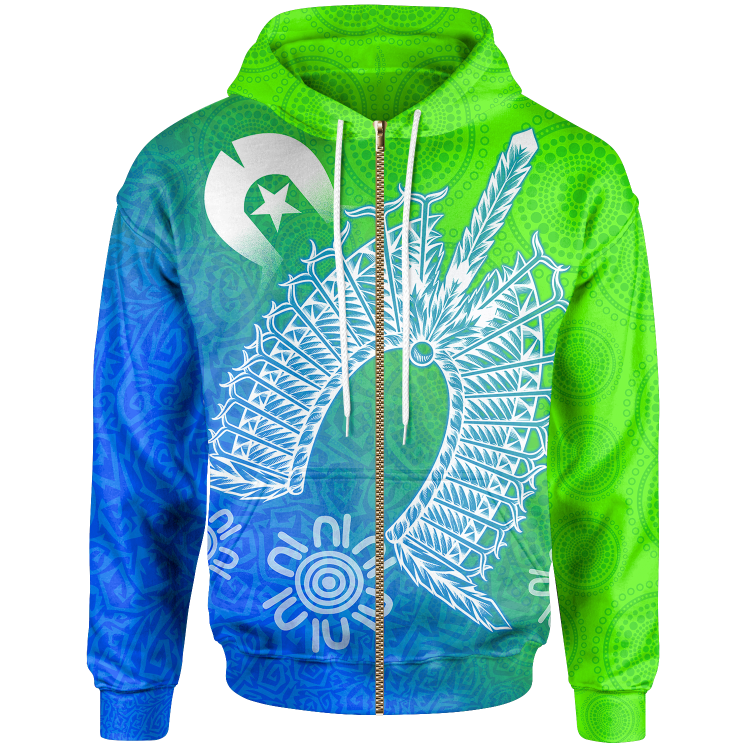 torres-strait-islander-zip-up-hoodie-dhari-mask-ocean-style