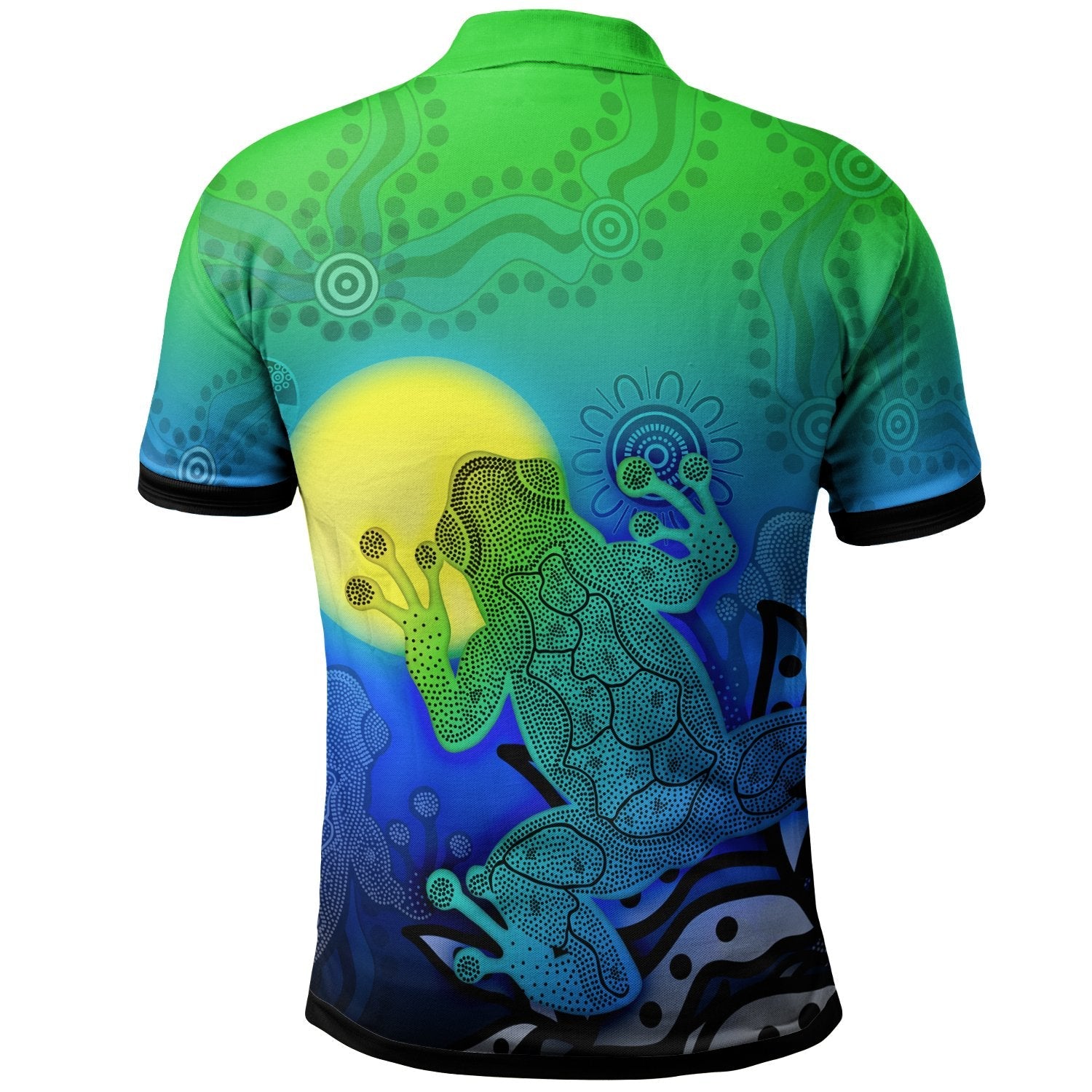 custom-aboriginal-polo-shirts-indigenous-frog-blue