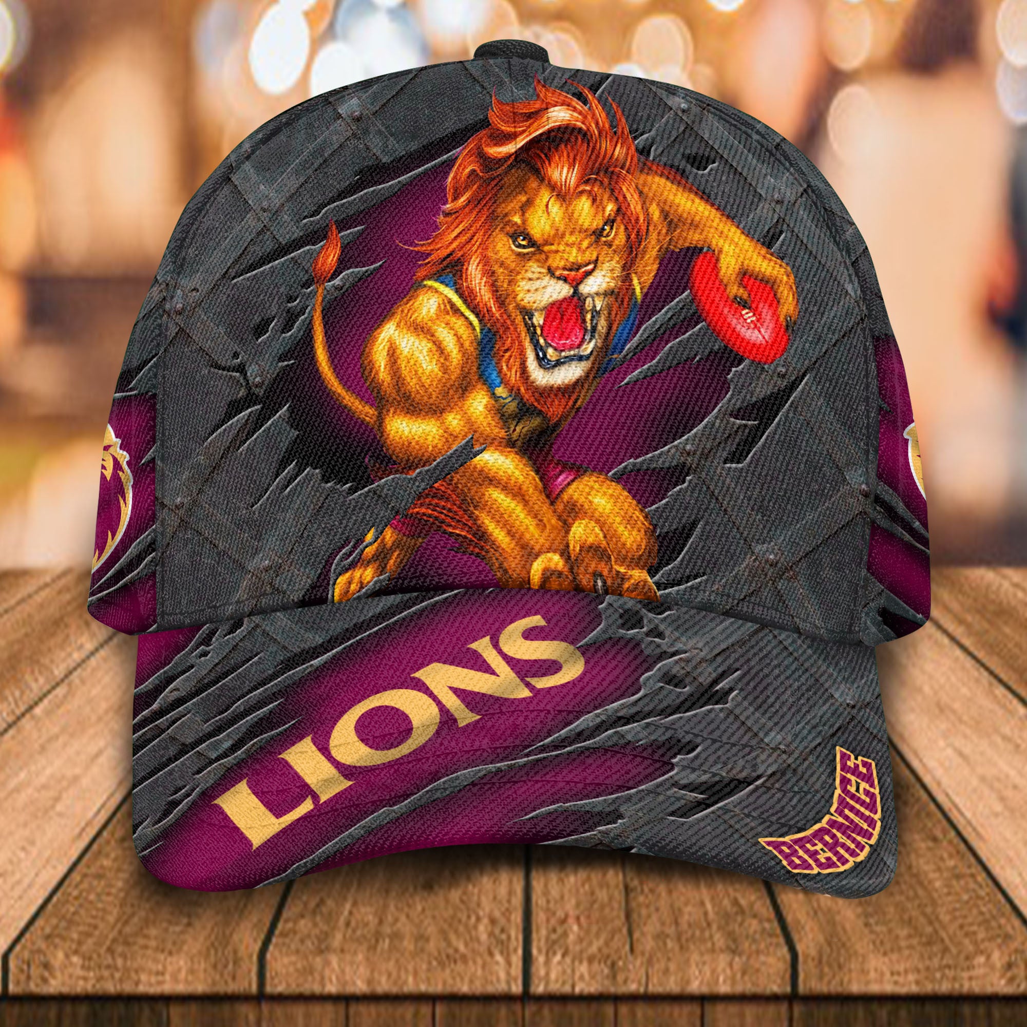 AFL Brisbane Lions 3D Mascost Classic Cap Custom name LT10