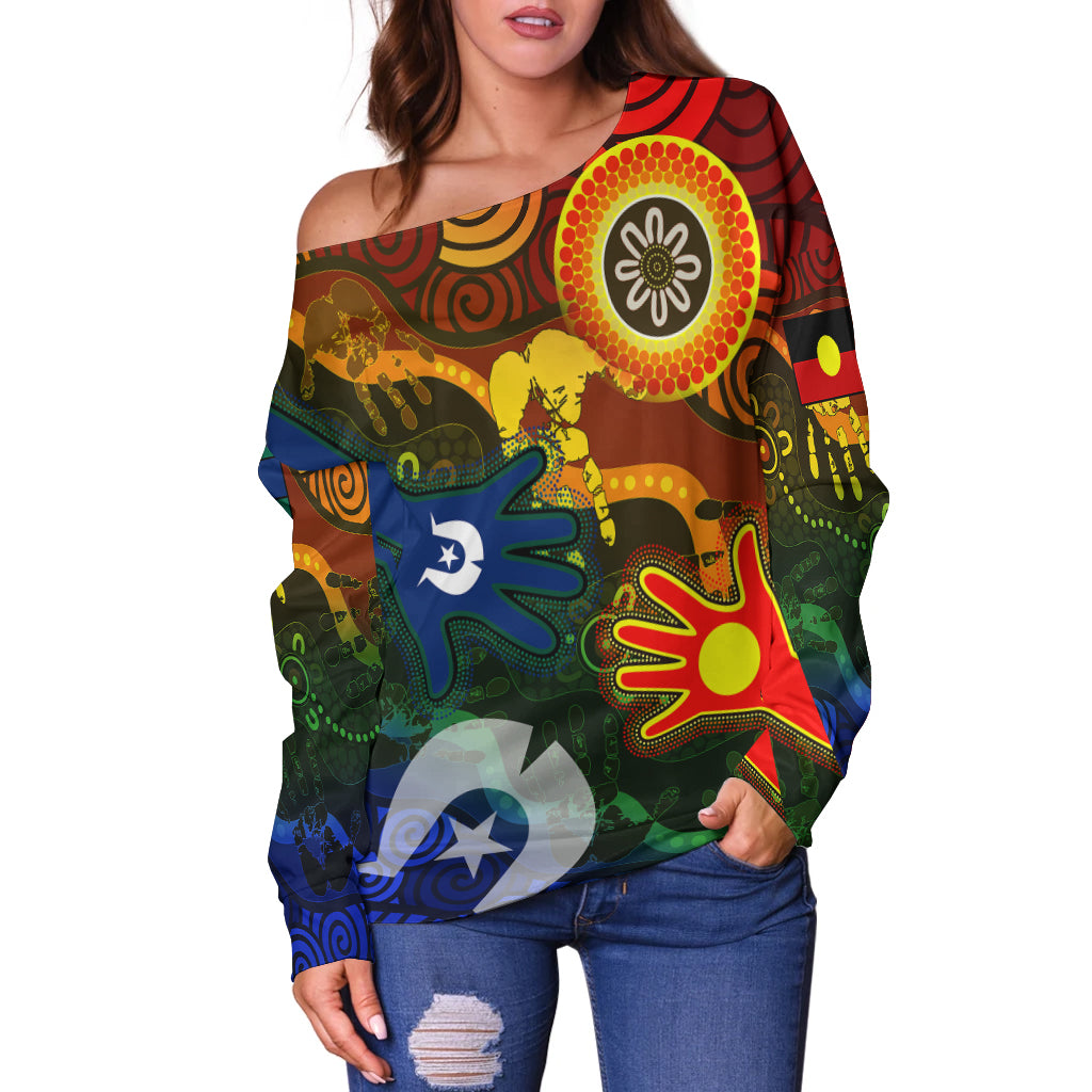 Aboriginal and Torres Strait Islander Peoples Women Off Shoulder Sweater - LT2