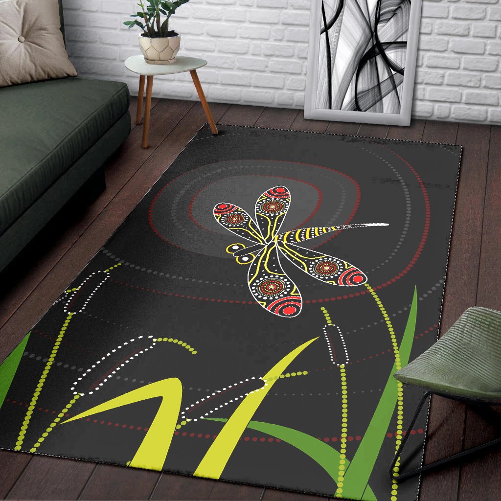 aboriginal-area-rug-dragonfly-black-aboriginal-style