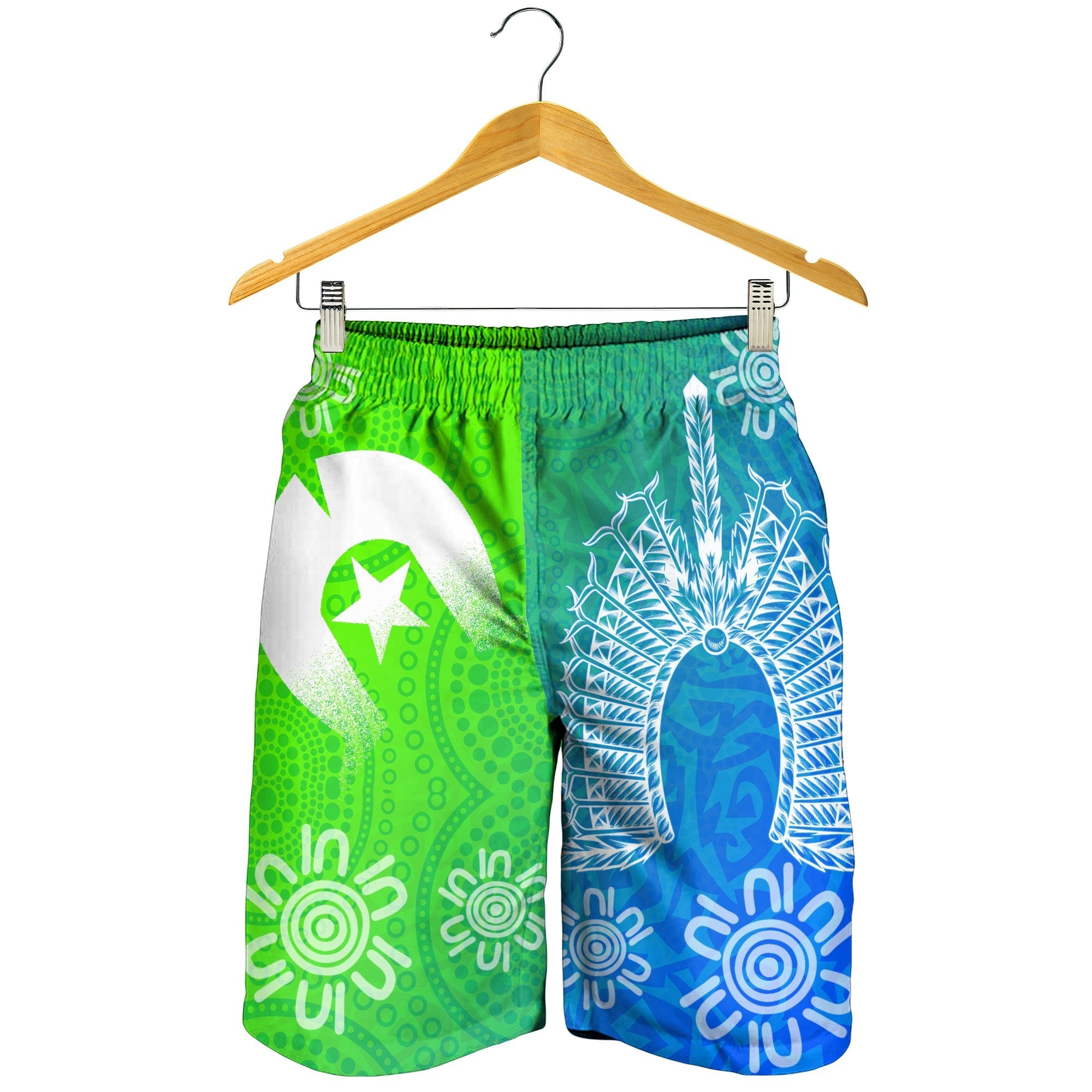 torres-strait-islander-mens-shorts-dhari-mask-ocean-style