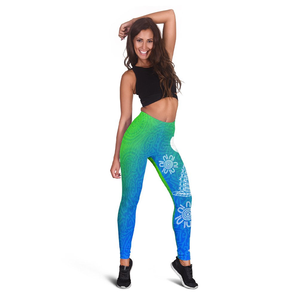 torres-strait-islander-womens-leggings-dhari-mask-ocean-style