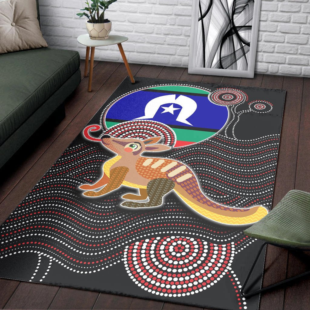 aboriginal-area-rug-numbat-with-torres-strait-islanders-flag