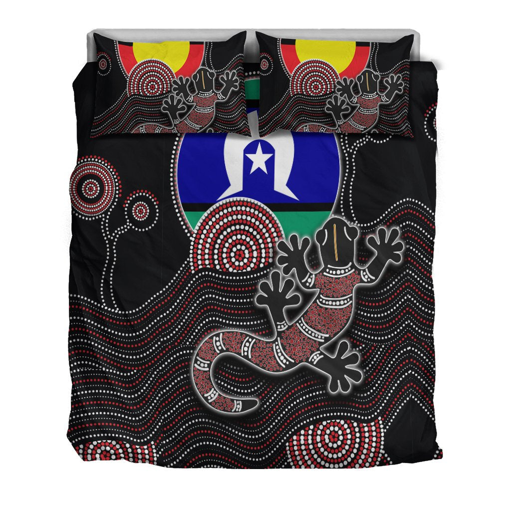 aboriginal-bedding-set-gecko-with-torres-strait-islanders-flag