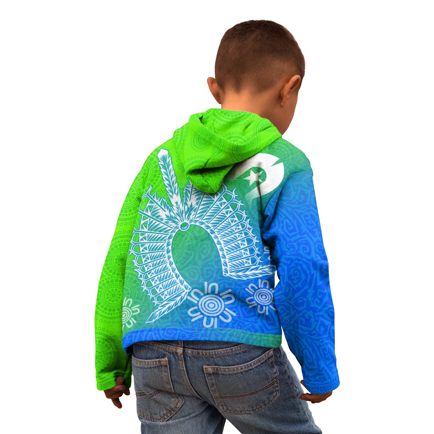 torres-strait-islander-kid-zip-up-hoodie-dhari-mask-ocean-style