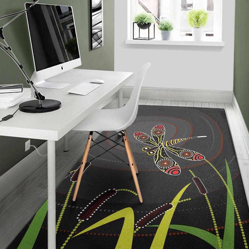 aboriginal-area-rug-dragonfly-black-aboriginal-style