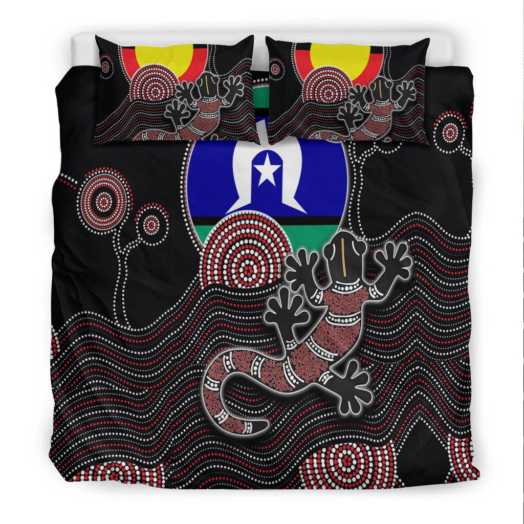 aboriginal-bedding-set-gecko-with-torres-strait-islanders-flag