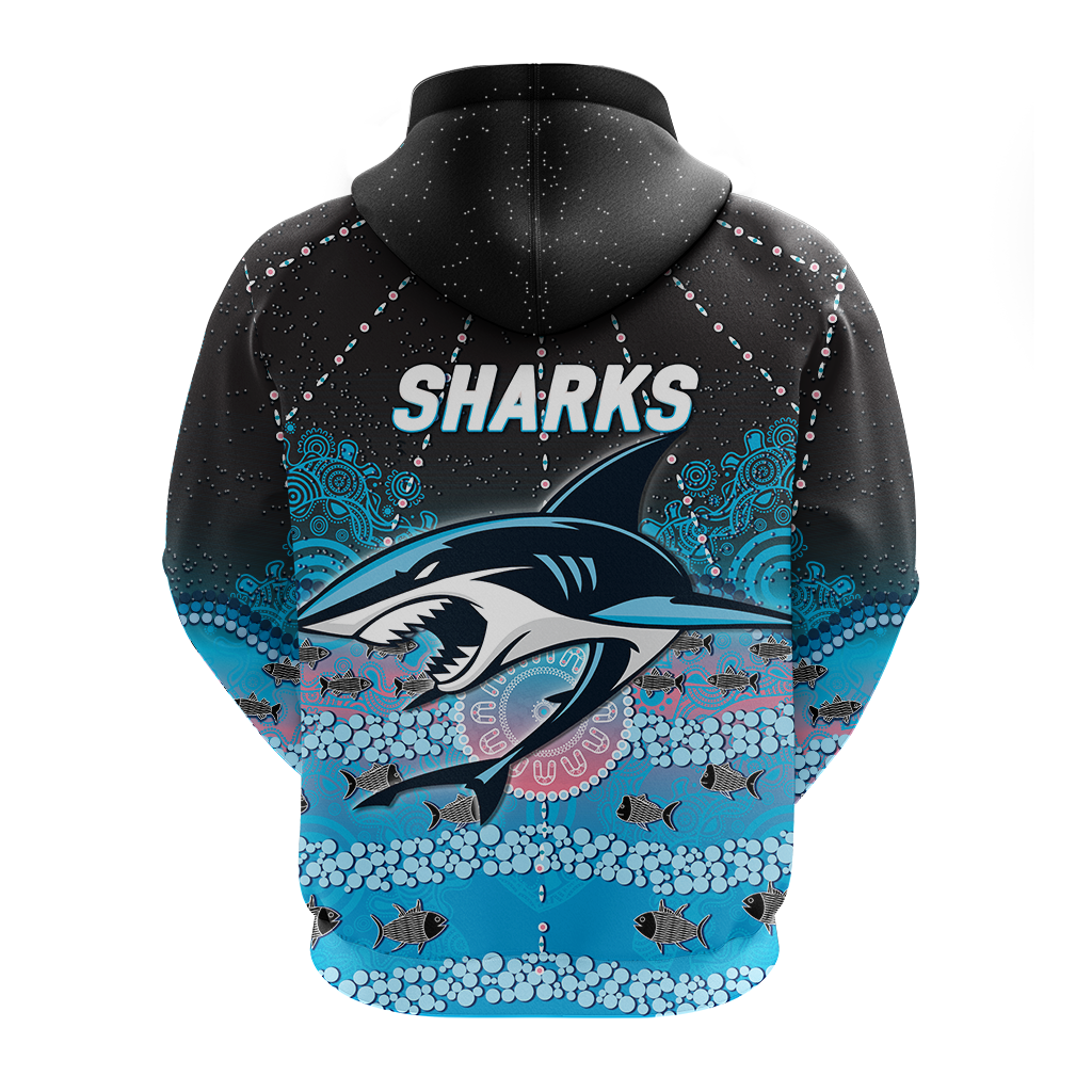 Sharks Rugby 2022 Aboriginal Art Hoodie - LT12