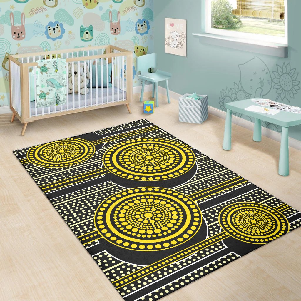 aboriginal-area-rug-dreamtime-yellow-dot-painting-aboriginal-style