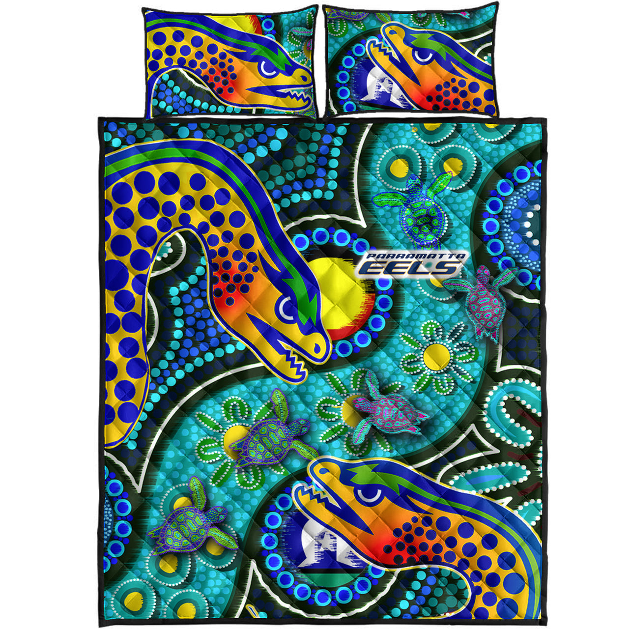 eels-rugby-quilt-bed-set-indigenous-eels-with-aboriginal-and-torres-strait-islander-flag-rlt13