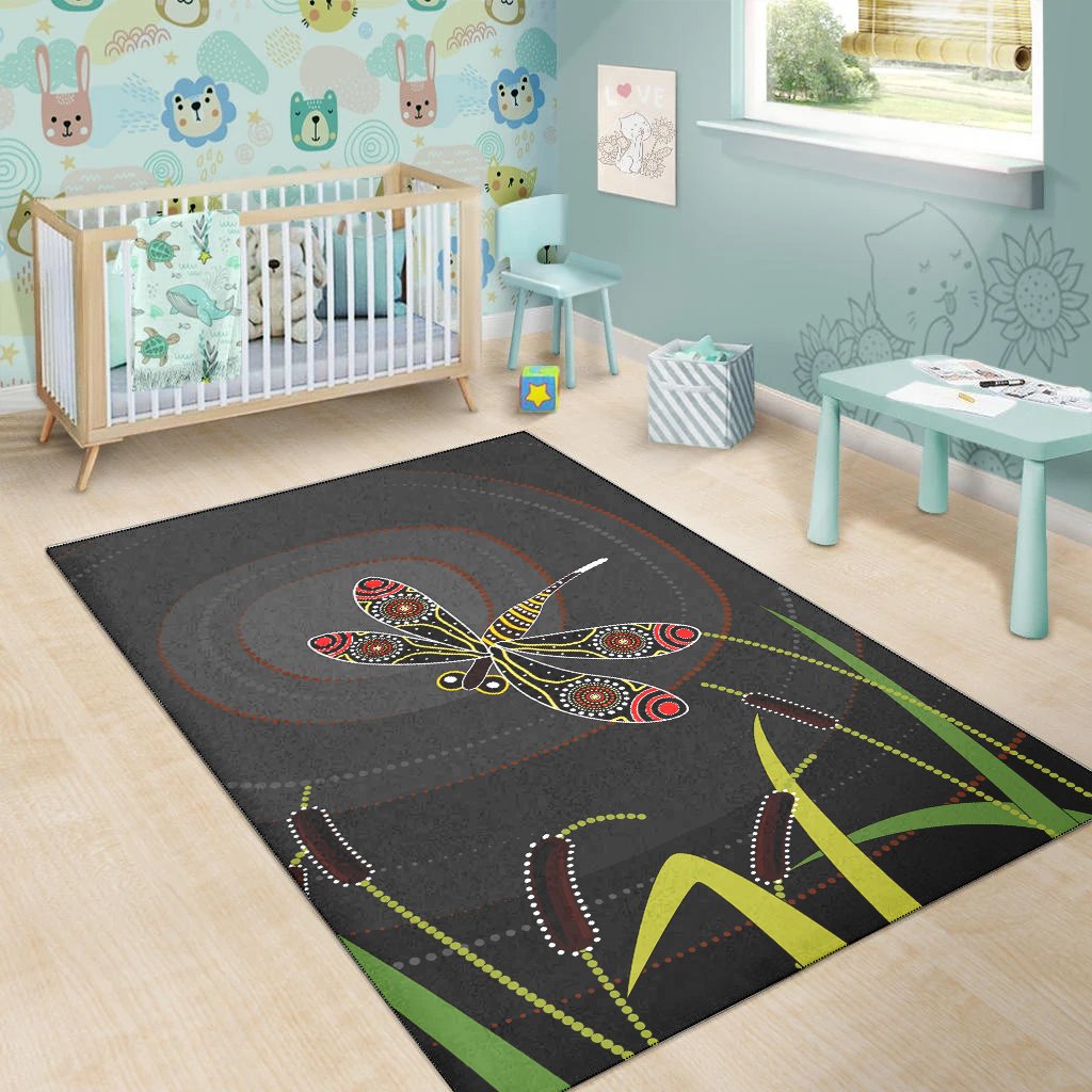 aboriginal-area-rug-dragonfly-black-aboriginal-style