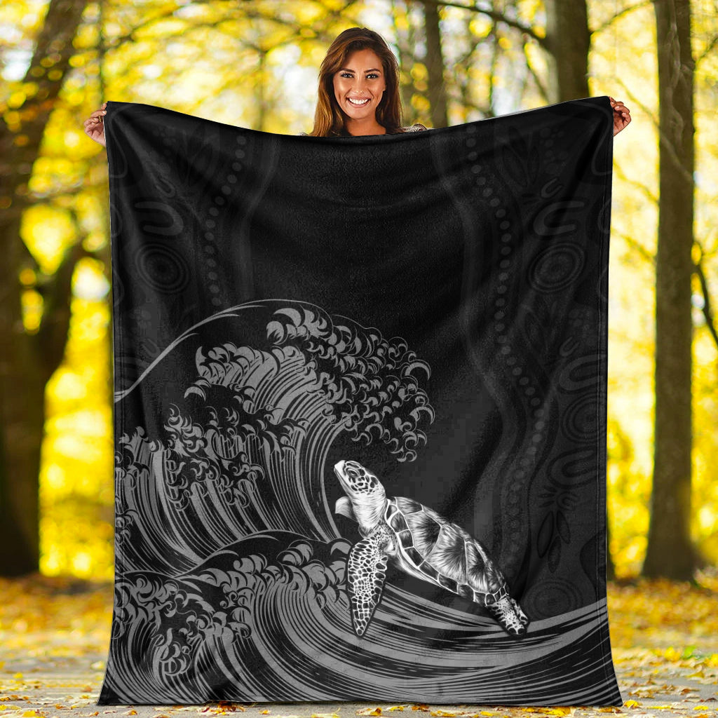 torres-strait-islands-premium-blanket-the-dhari-mix-aboriginal-turtle-version-black-lt13