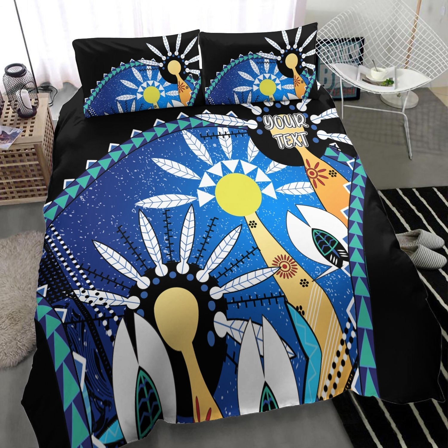 custom-vibe-hoodie-australia-torres-strait-bedding-set-dhari-mask-in-plam-tree-rlt20