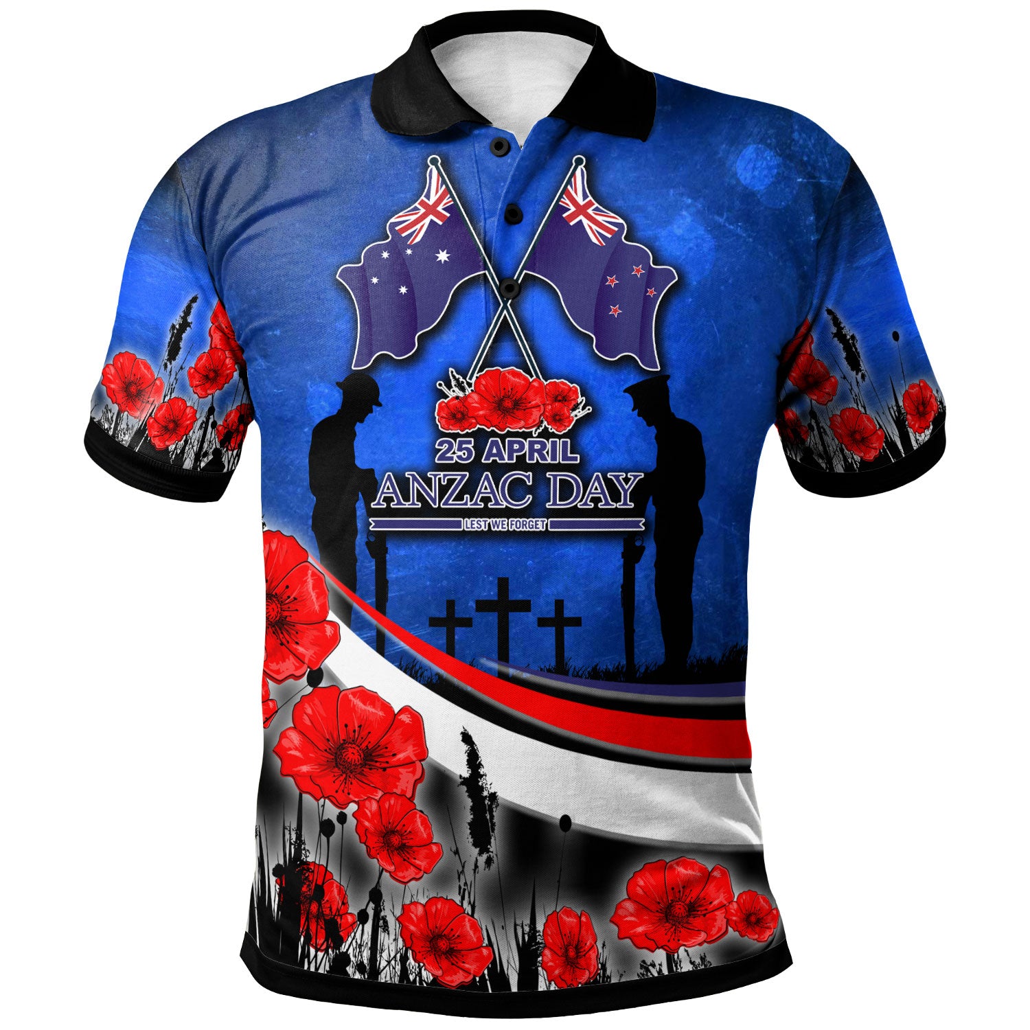 Anzac Day NZ Australia Polo Shirt - Poppies Flowers – Vibe Hoodie Shop